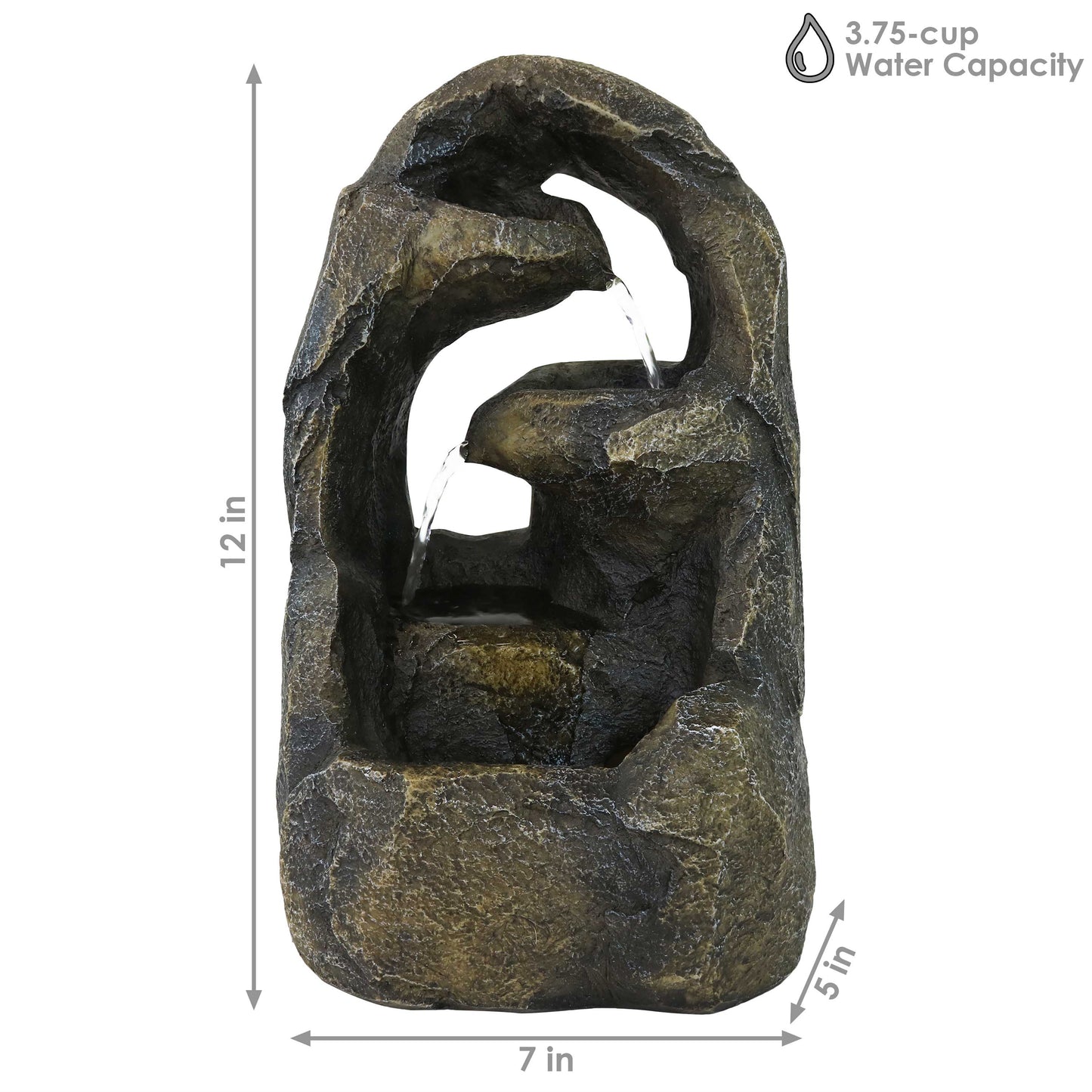 Sunnydaze 12" Cavernous Rock Tiers Indoor Tabletop Fountain