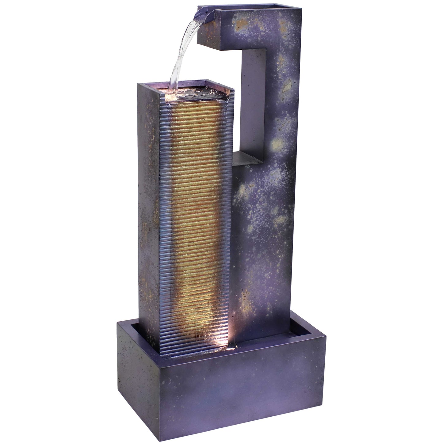 Sunnydaze 32" Cascading Tower Outdoor Metal Fountain with LED Lights