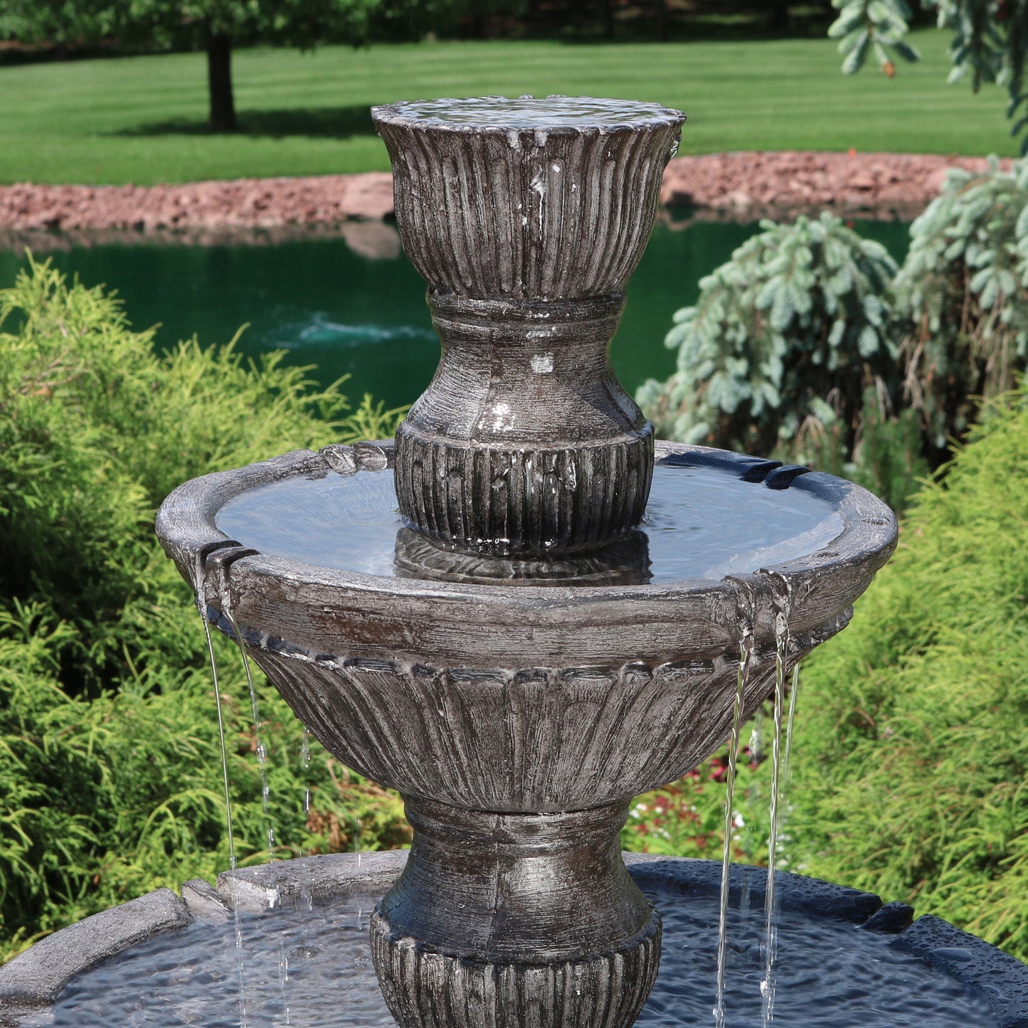 Sunnydaze 55" H Classic Designer 3-Tier Outdoor Water Fountain