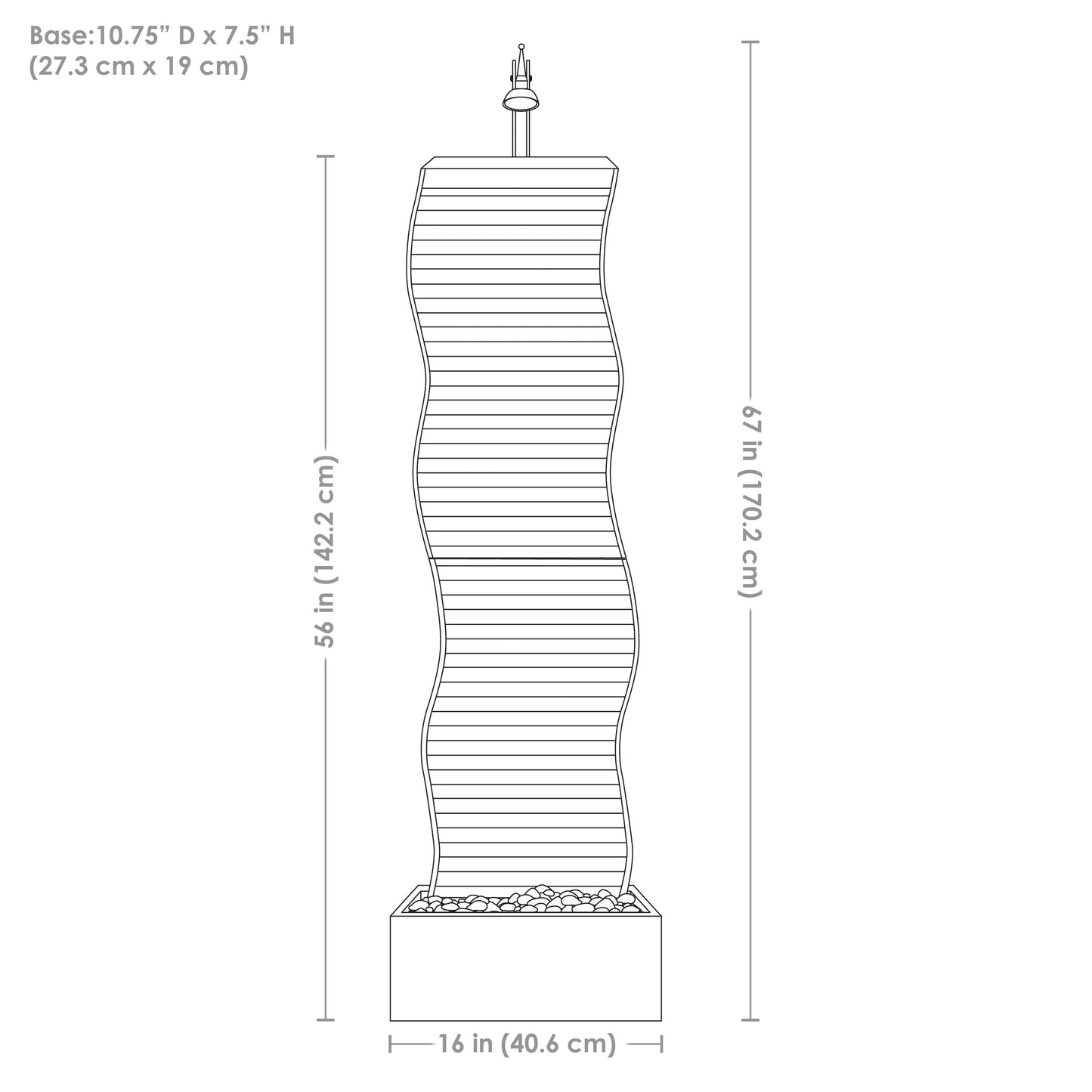 Sunnydaze 56" Curved Ridge Slate Tall Indoor Water Fountain with Light