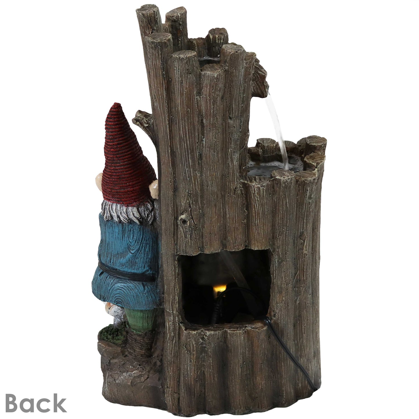 Sunnydaze 17" Resting Gnome Outdoor Water Fountain with LED Light