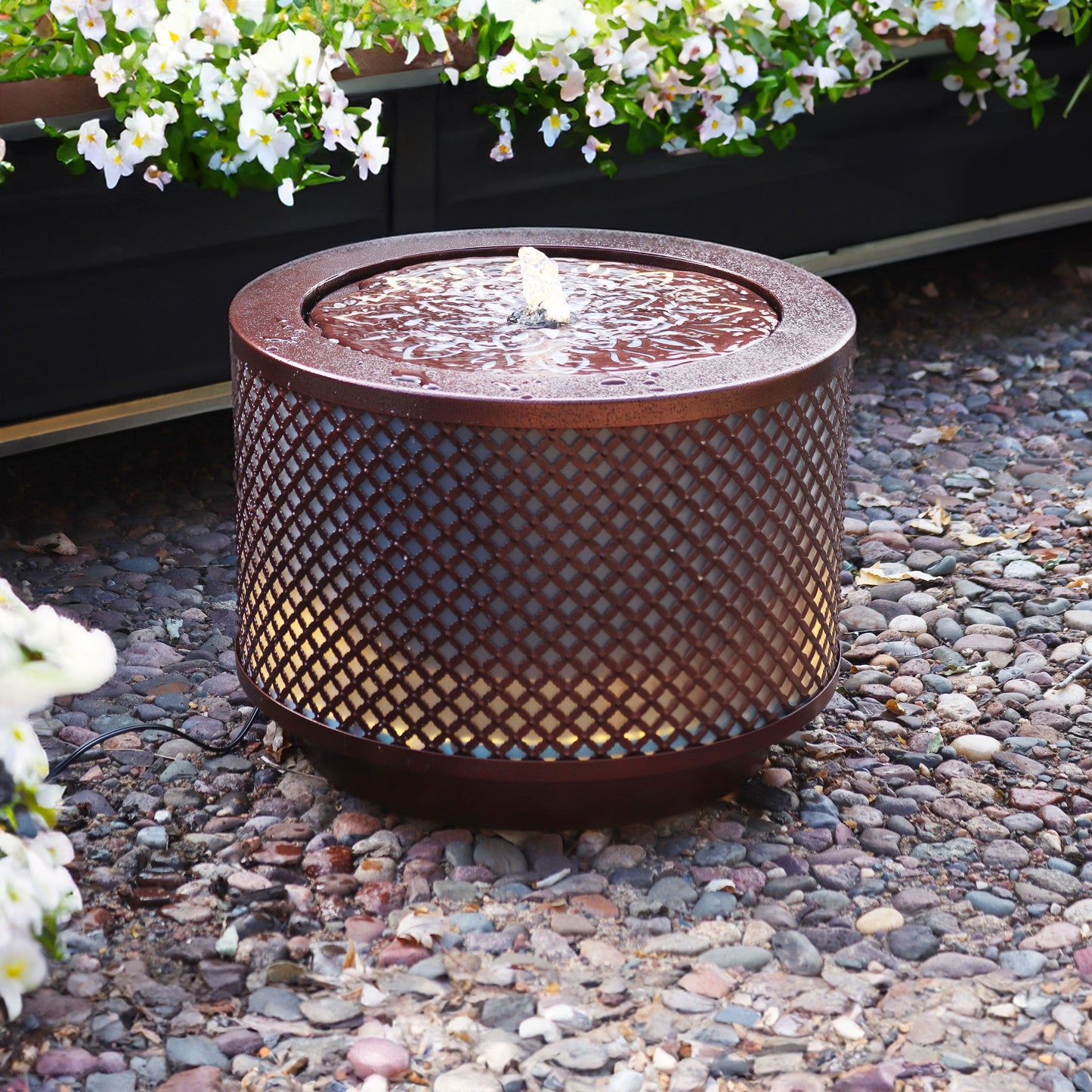 Sunnydaze 11.75" Repeating Diamond Cylinder Iron Outdoor Water Fountain