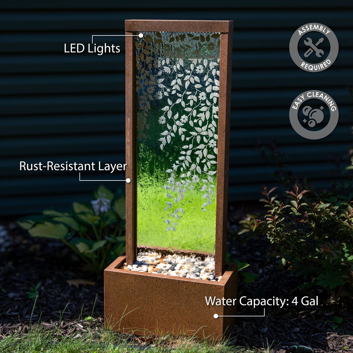 Sunnydaze 47.25" Wisteria Vines Outdoor Water Fountain with Lights