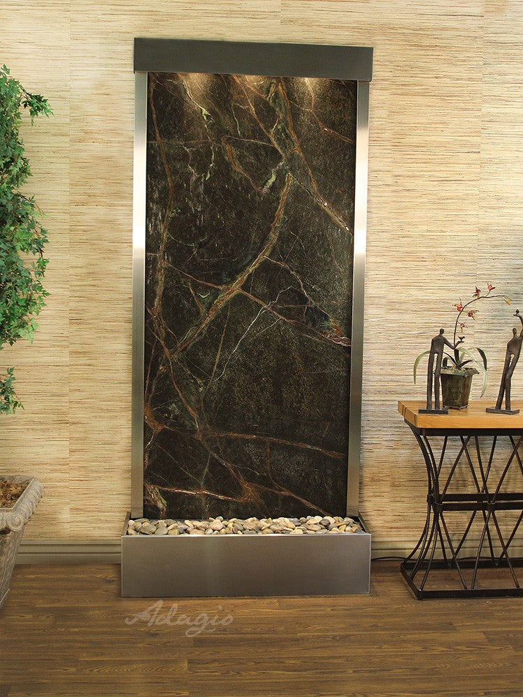 Adagio Tranquil River Flush Mounted to Rear of the Base 90"H x 41"W Indoor Floor Fountain TRF3512