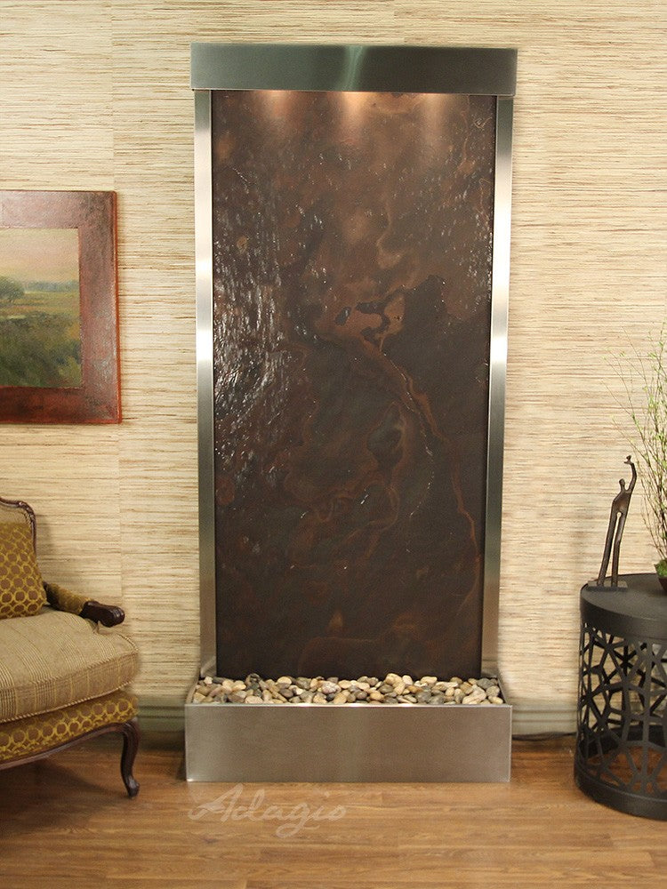 Adagio Tranquil River Flush Mounted to Rear of the Base 90"H x 41"W Indoor Floor Fountain TRF3512