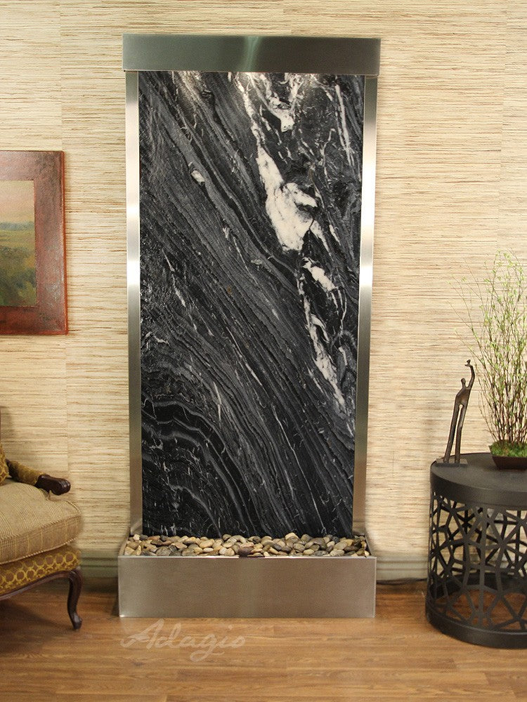 Adagio Tranquil River Flush Mounted to Rear of the Base 90"H x 41"W Indoor Floor Fountain TRF3512