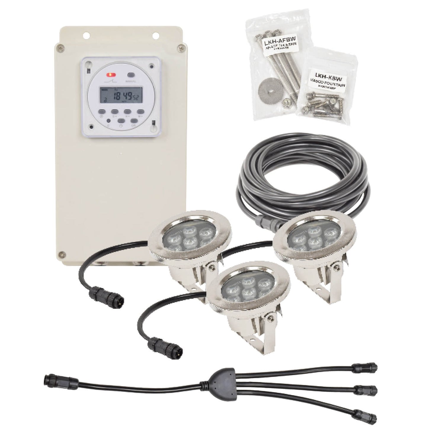 Easy Pro Pond AquaShine Three Light Warm White LED Fountain Light Kits