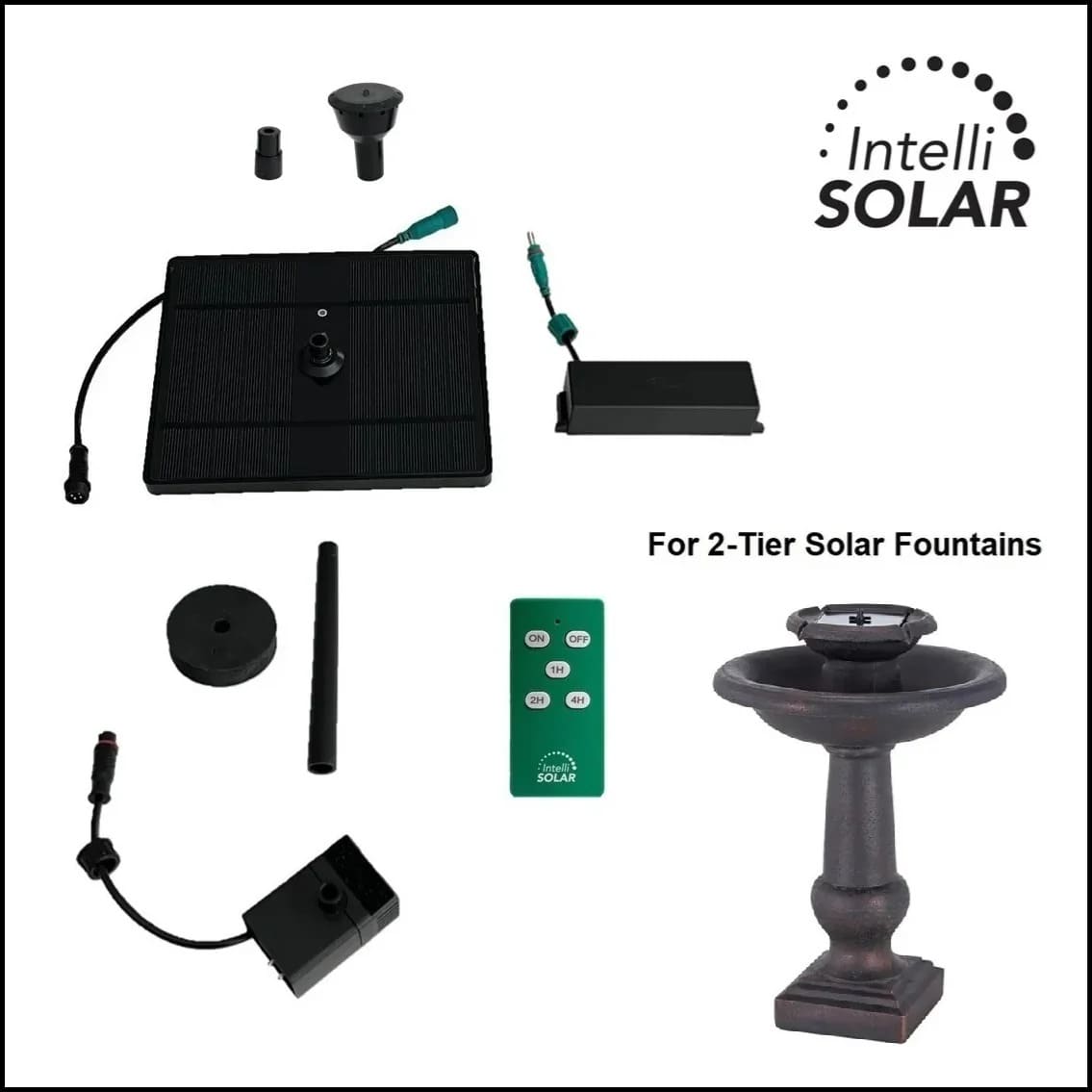 Smart Solar Battery 2090PKR IntelliSOLAR Kit with Remote for 2-Tier Fountain 2090PKR