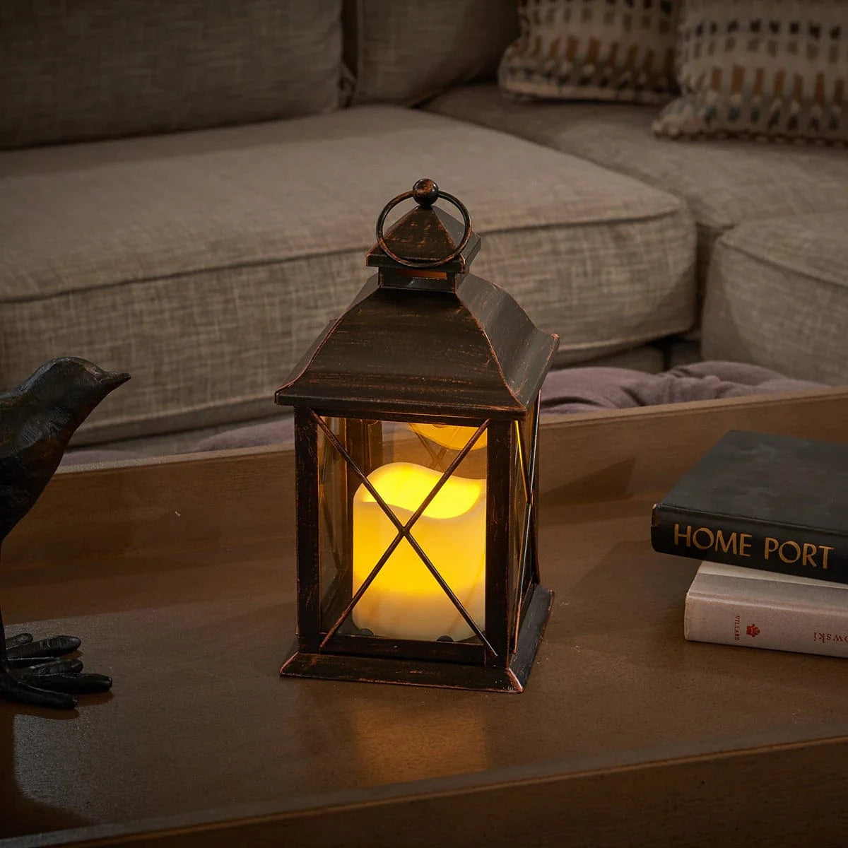 Smart Solar Lantern Light Aversa LED Candle Lantern - Antique Bronze (10"H) 84035-LC / 5"L x 5"W x 9.75"H Smart Solar Aversa LED Candle Lantern - Antique Bronze (10"H) 84035-LC
