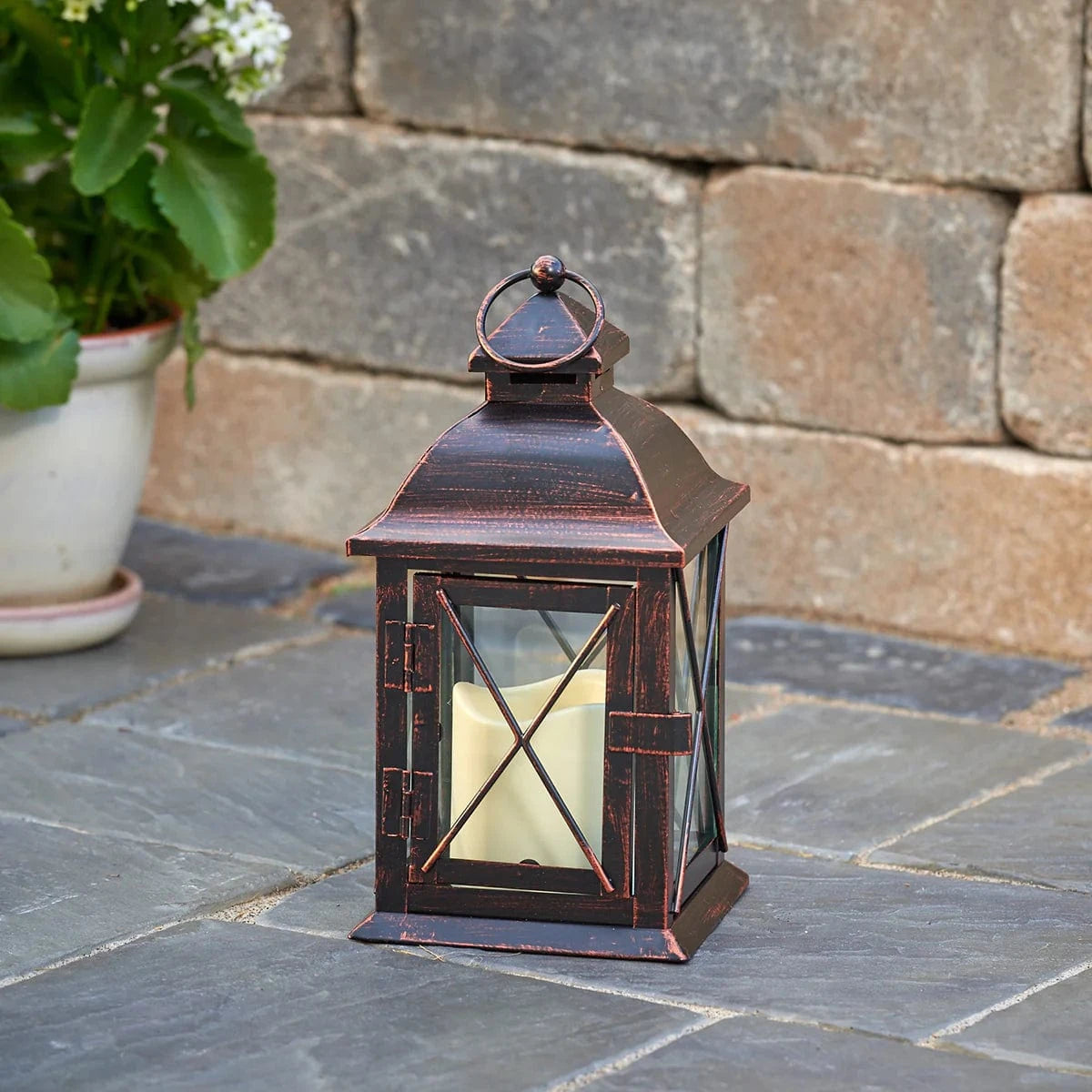 Smart Solar Lantern Light Aversa LED Candle Lantern - Antique Bronze (10"H) 84035-LC / 5"L x 5"W x 9.75"H Smart Solar Aversa LED Candle Lantern - Antique Bronze (10"H) 84035-LC