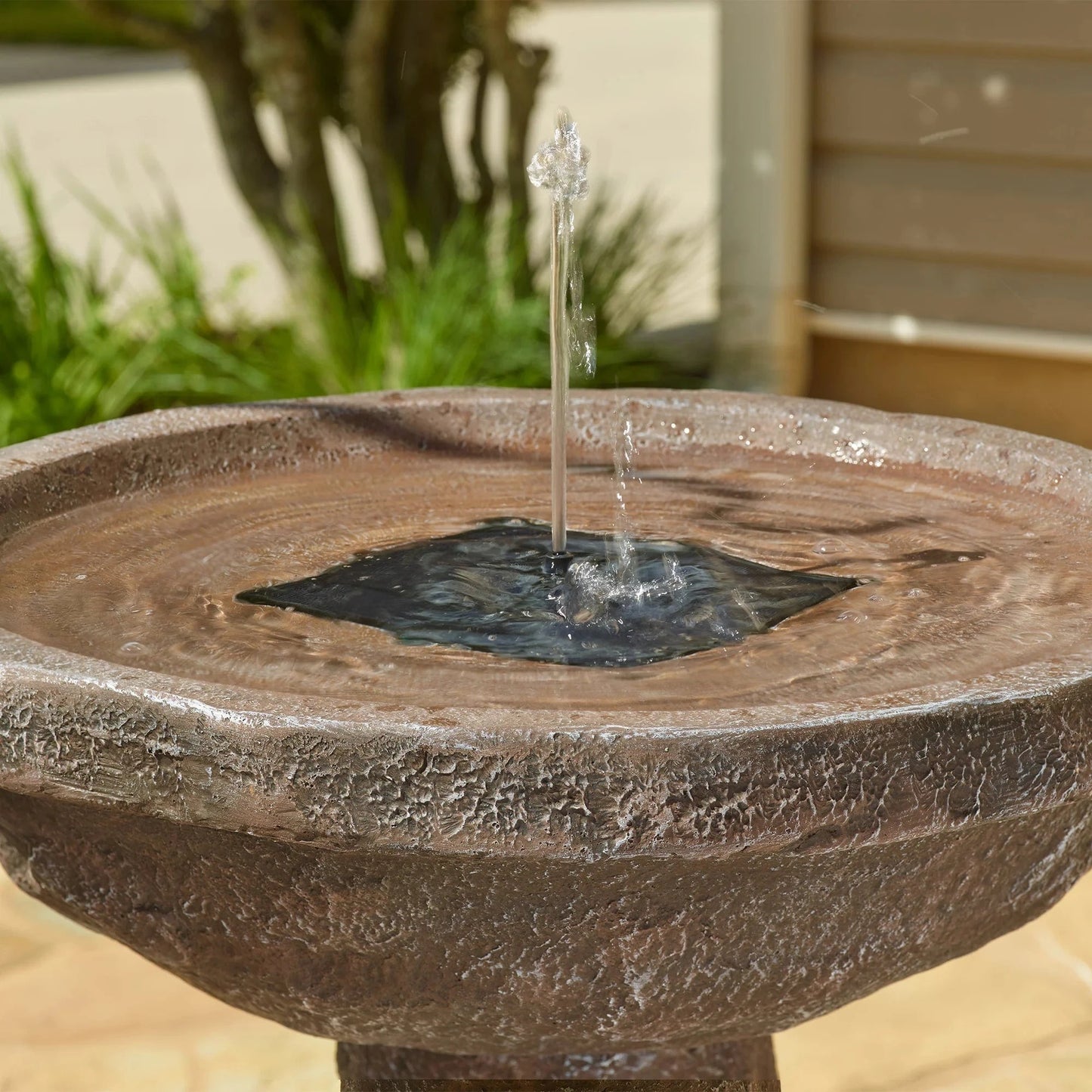 Smart Solar Outdoor Fountains Bedrock IntelliSOLAR Birdbath with Remote 20388024 / 19.25" Diameter (9" W base) x 29.25" H Smart Solar Bedrock IntelliSOLAR Birdbath with Remote 20388024