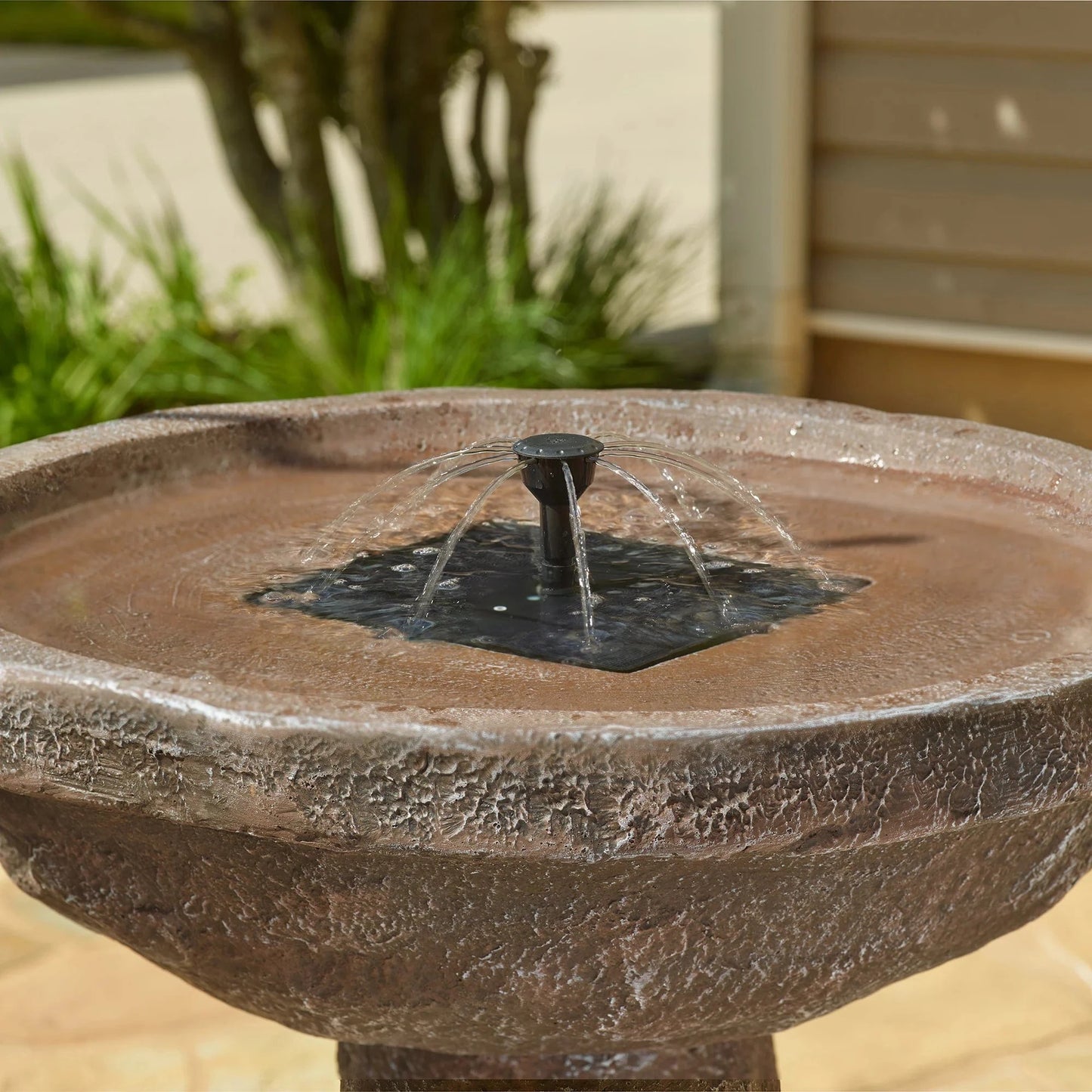 Smart Solar Outdoor Fountains Bedrock IntelliSOLAR Birdbath with Remote 20388024 / 19.25" Diameter (9" W base) x 29.25" H Smart Solar Bedrock IntelliSOLAR Birdbath with Remote 20388024