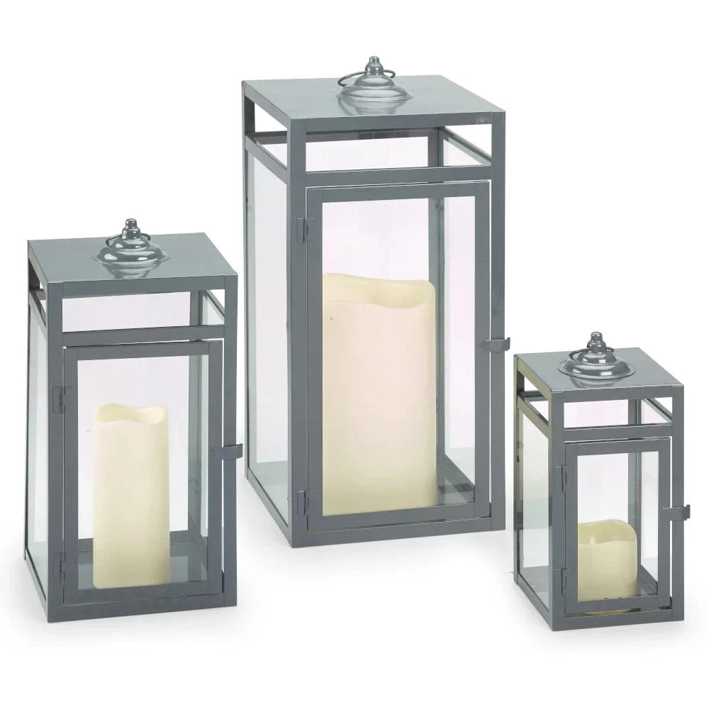 Smart Solar Tabletop Light Smart Solar Brayson Candle Lanterns (Set of 3) - Gray D-M922L-SML-GRY