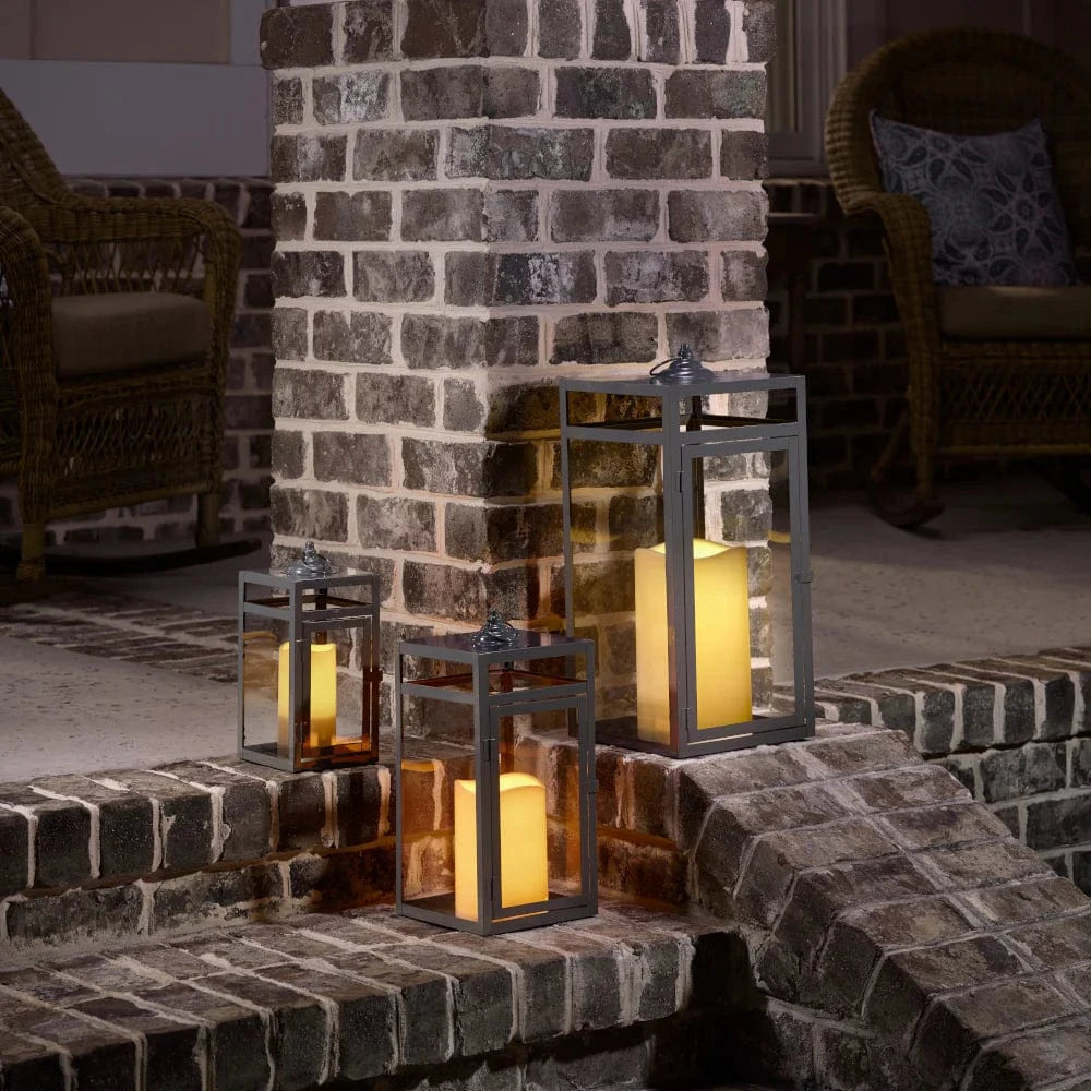 Smart Solar Tabletop Light Smart Solar Brayson Candle Lanterns (Set of 3) - Gray D-M922L-SML-GRY