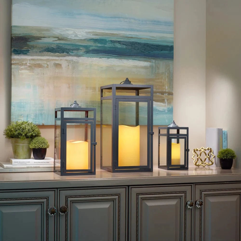 Smart Solar Tabletop Light Smart Solar Brayson Candle Lanterns (Set of 3) - Gray D-M922L-SML-GRY