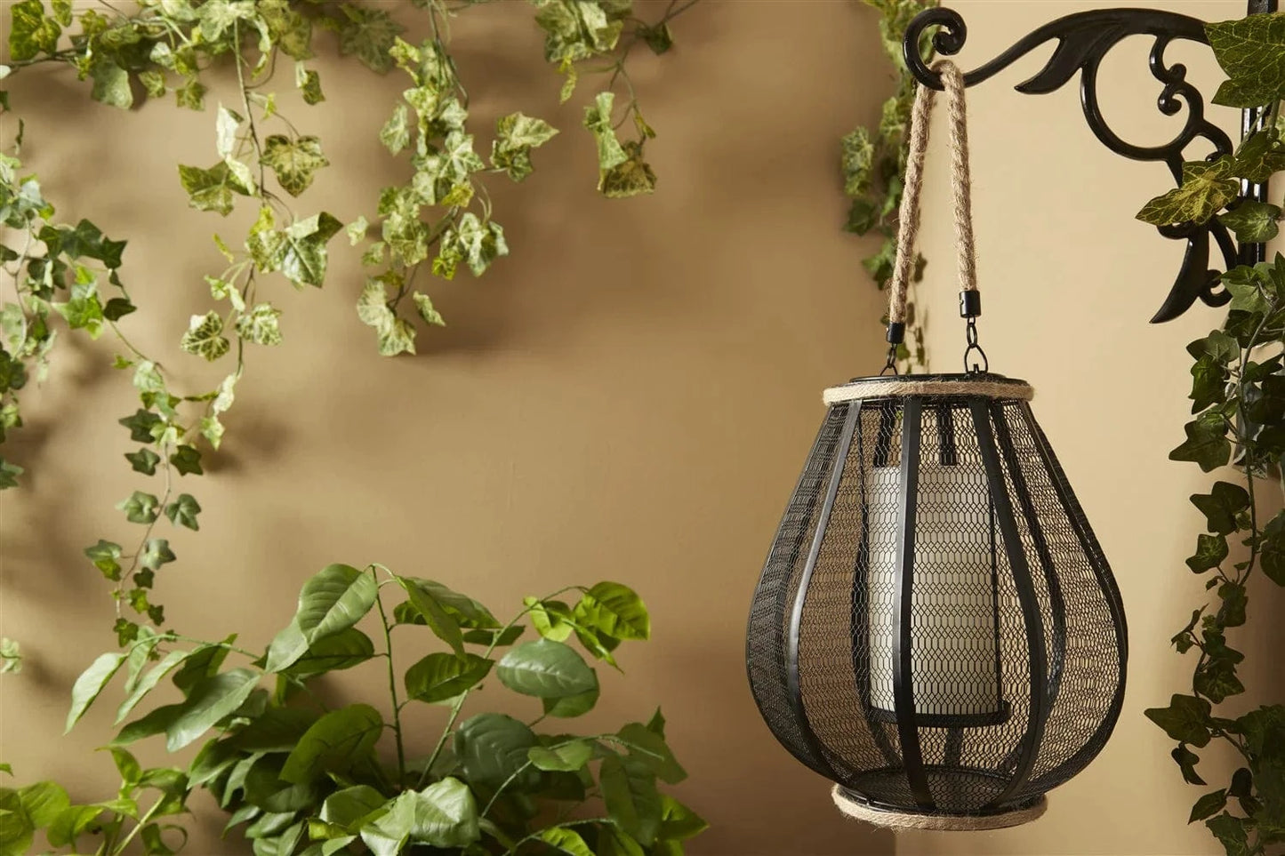 Smart Solar Hanging Light Dahl Candle Lantern with Dancing LED Flame 83012-LF / 9.65" L x 9.65" W x 11.02" H Smart Solar Dahl Candle Lantern with Dancing LED Flame 83012-LF