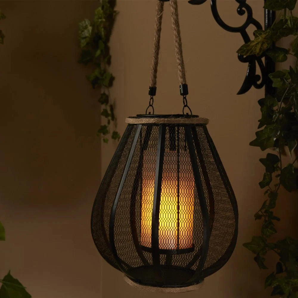 Smart Solar Hanging Light Dahl Candle Lantern with Dancing LED Flame 83012-LF / 9.65" L x 9.65" W x 11.02" H Smart Solar Dahl Candle Lantern with Dancing LED Flame 83012-LF
