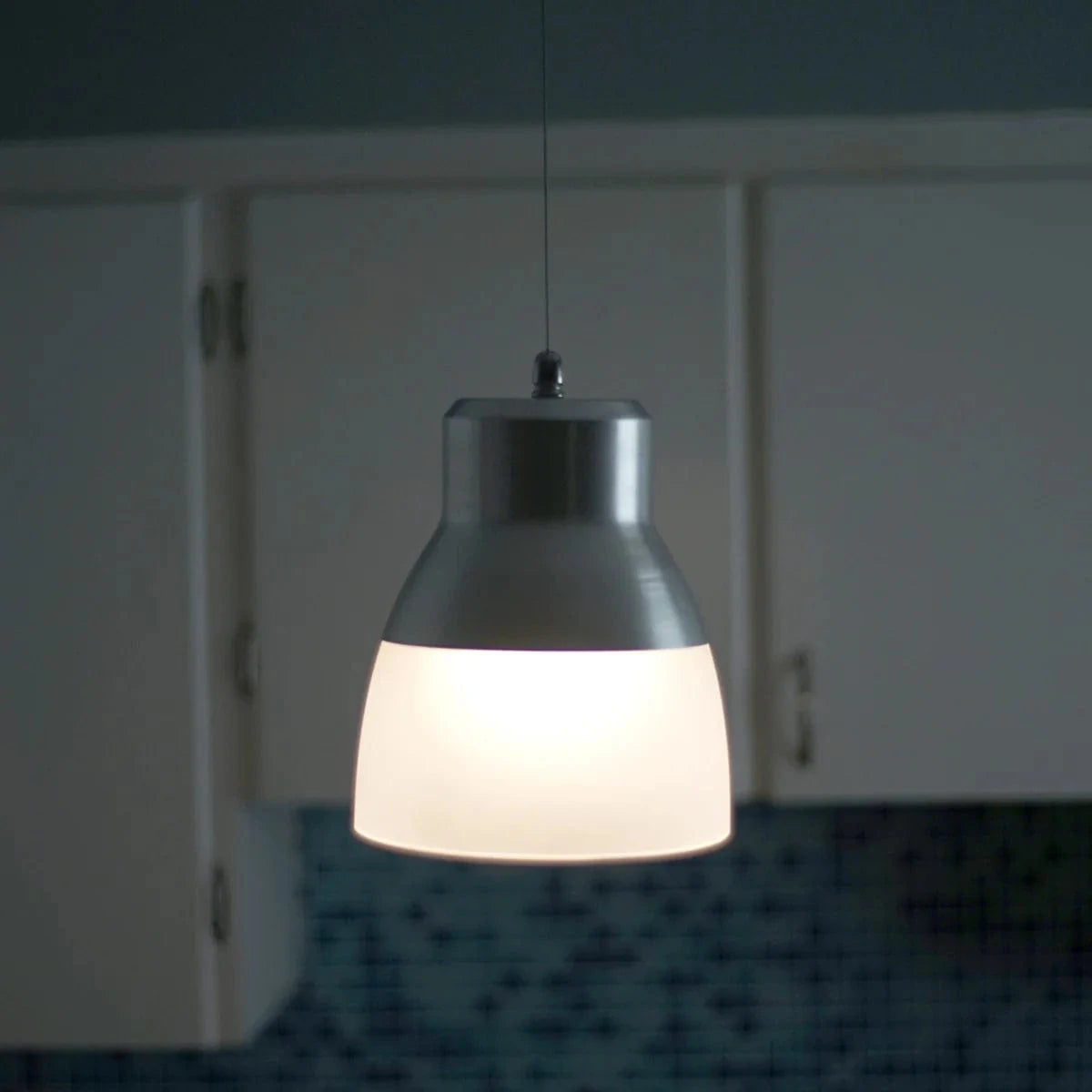 Smart Solar Pendant Light Glass Pendant Light - Silver Chrome Nickel IEL-5778 / 8.5"W x 7"H & 7.75"W x 2"H Smart Solar Glass Pendant Light - Silver Chrome Nickel IEL-5778