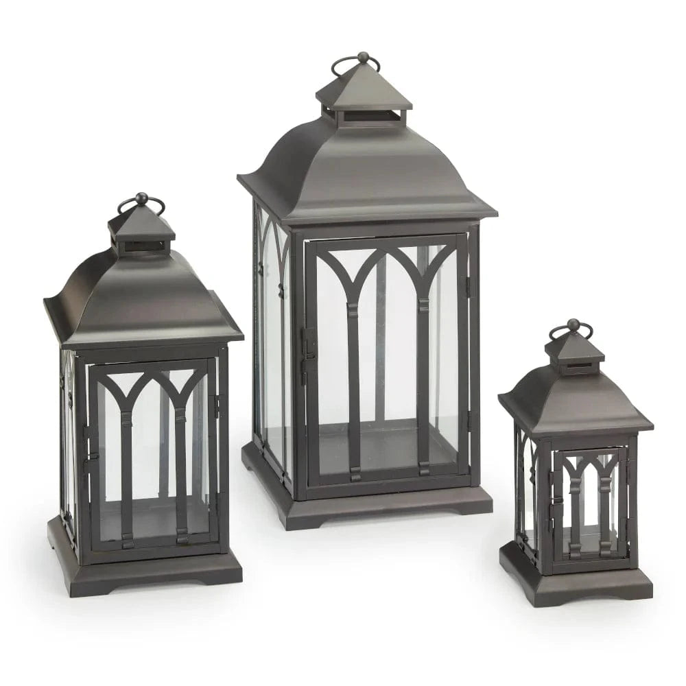 Smart Solar Tabletop Light Smart Solar Lombard Metal Lanterns (Set of 3) - Black DM930BLK