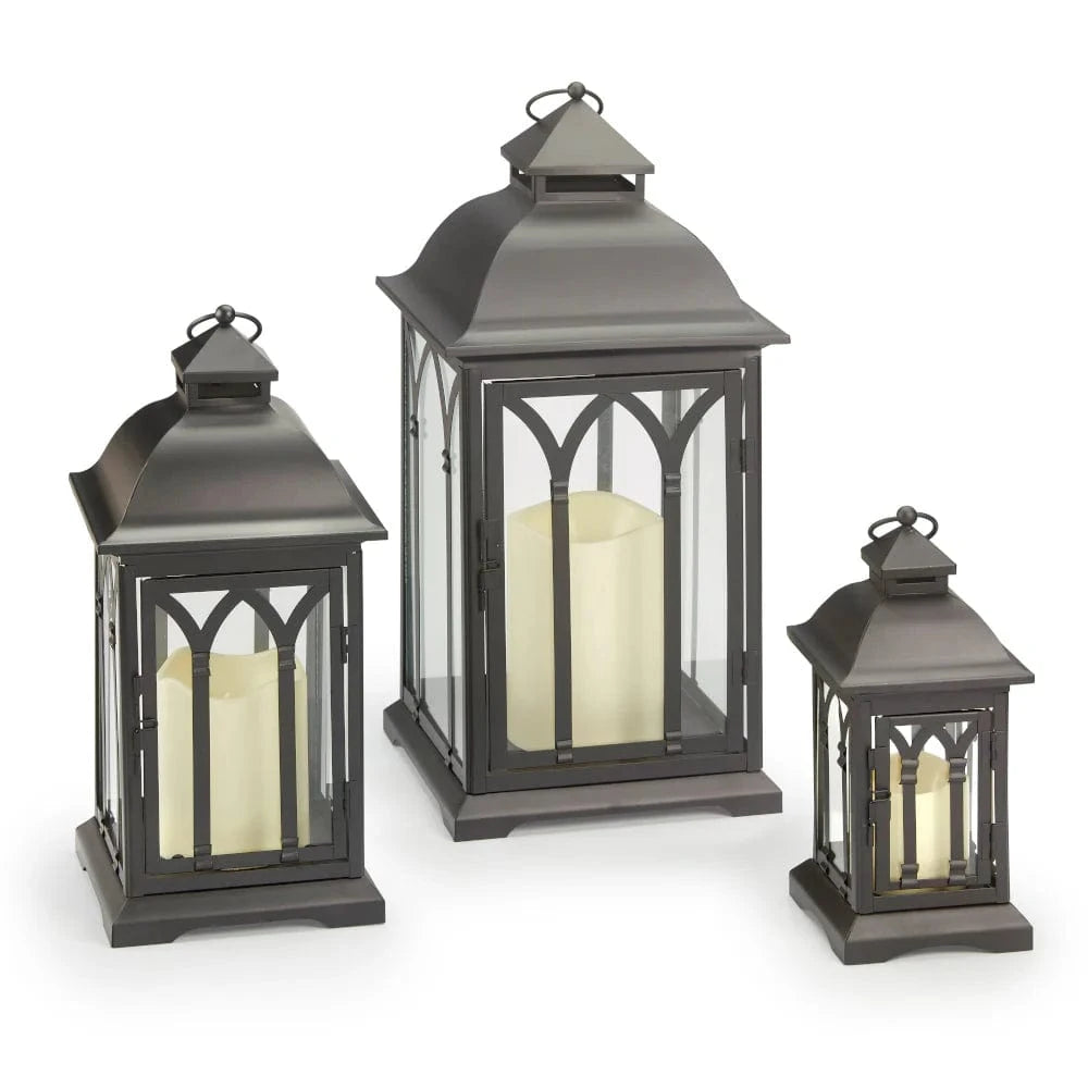 Smart Solar Tabletop Light Smart Solar Lombard Metal Lanterns (Set of 3) - Black DM930BLK