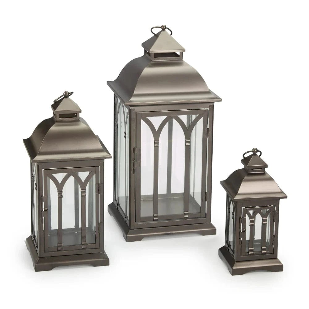 Smart Solar Floor Heater Smart Solar Lombard Metal Lanterns (Set of 3)- Bronze DM930BRZ