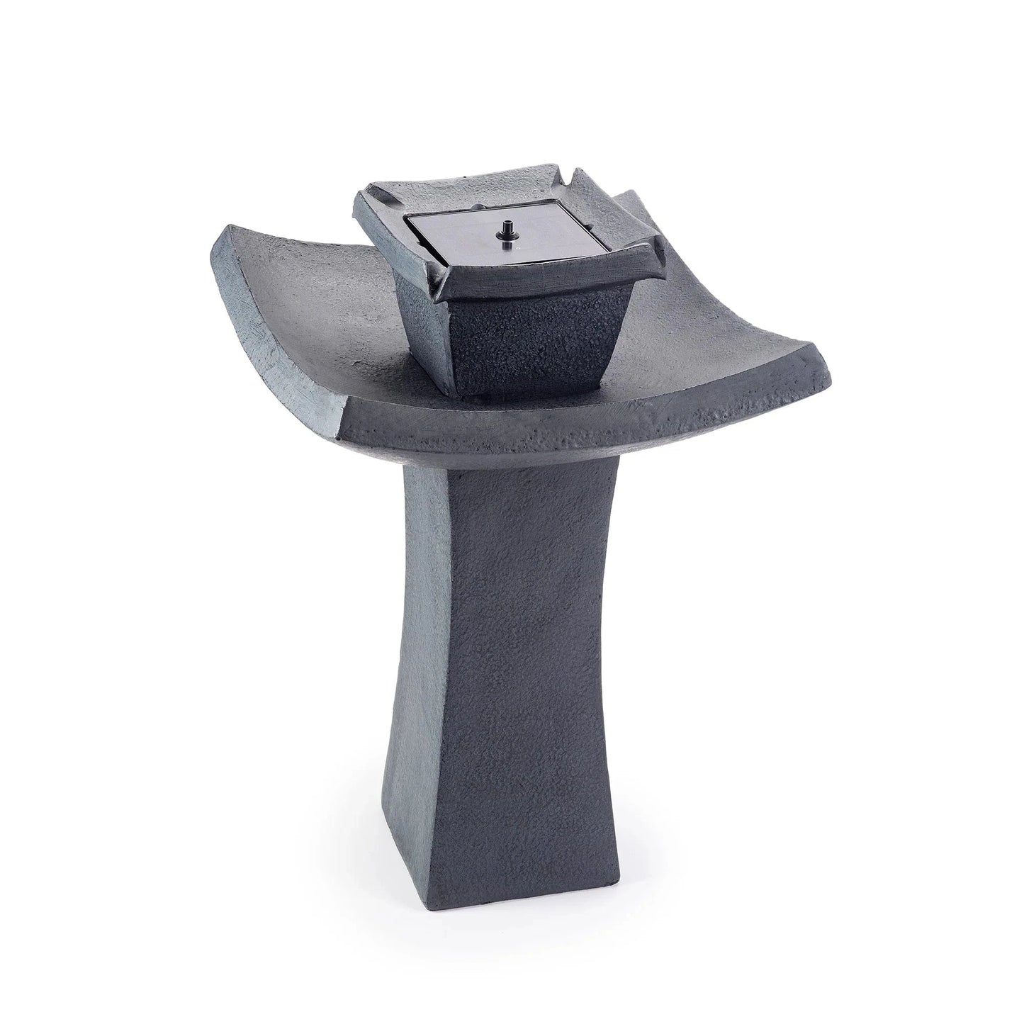 Smart Solar Outdoor Fountains Mahayana Zen 2-Tier IntelliSOLAR Fountain with Remote - Aged Iron 34252024 / 19.25" Diameter (9" W base) x 29.25" H Smart Solar Mahayana Zen 2-Tier IntelliSOLAR Fountain with Remote - Aged Iron 34252024