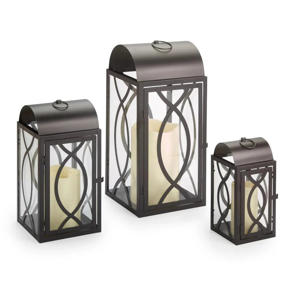 Smart Solar Tabletop Light Smart Solar Rogan Candle Lanterns (Set of 3) - Black D-M921L-SML-BLK