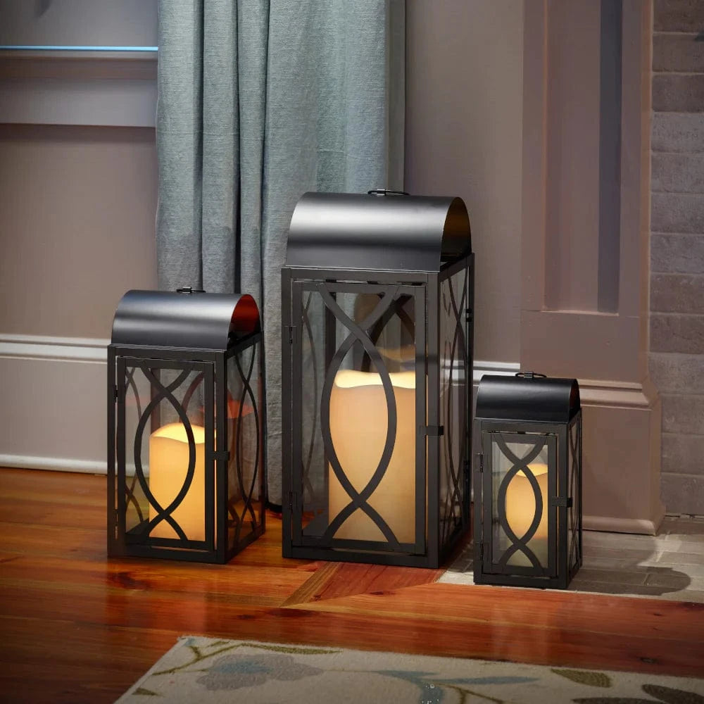 Smart Solar Tabletop Light Smart Solar Rogan Candle Lanterns (Set of 3) - Black D-M921L-SML-BLK