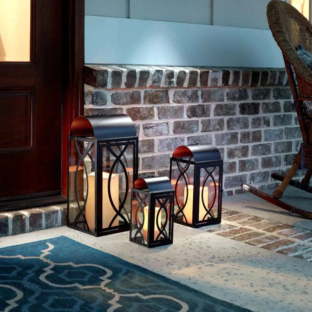 Smart Solar Tabletop Light Smart Solar Rogan Candle Lanterns (Set of 3) - Black D-M921L-SML-BLK