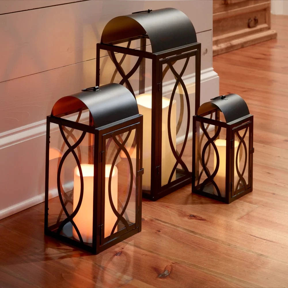 Smart Solar Tabletop Light Smart Solar Rogan Candle Lanterns (Set of 3) - Black D-M921L-SML-BLK