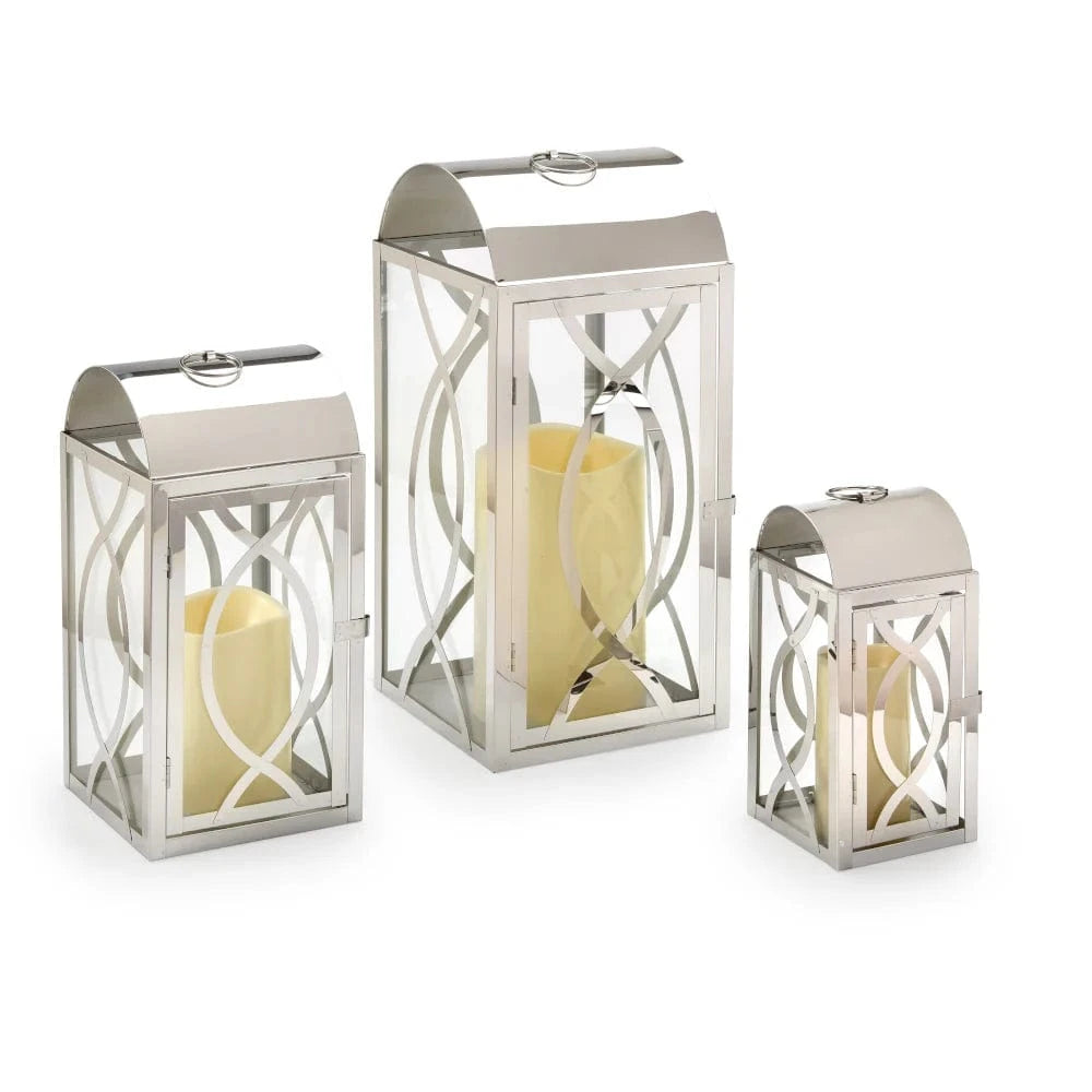Smart Solar Tabletop Light Smart Solar Rogan Candle Lanterns (Set of 3) - Stainless Steel D-M921L-SML-SS