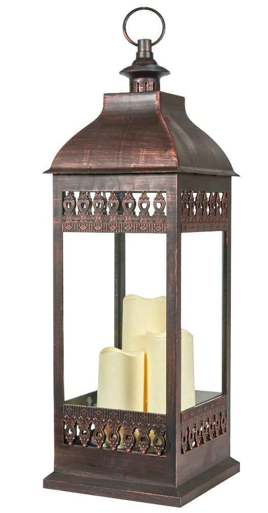 Smart Solar Tabletop Light San Nicola Triple LED Candle Lantern - Bronze (28"H) 80071 / 9.50"L x 9.50"W x 28.25"H Smart Solar San Nicola Triple LED Candle Lantern - Bronze (28"H) 80071