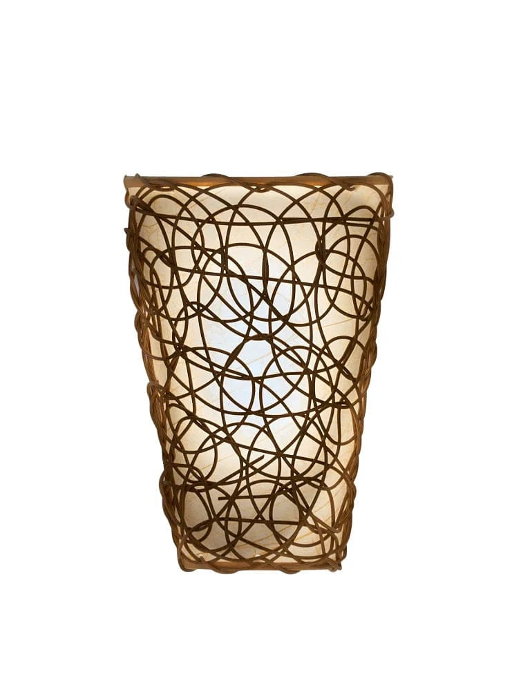 Smart Solar Wall Light Sconce with White Shade and Black Wicker IEL-2100 / 7.75"W x 4"D x 11.25"H Smart Solar Sconce with White Shade and Black Wicker IEL-2100