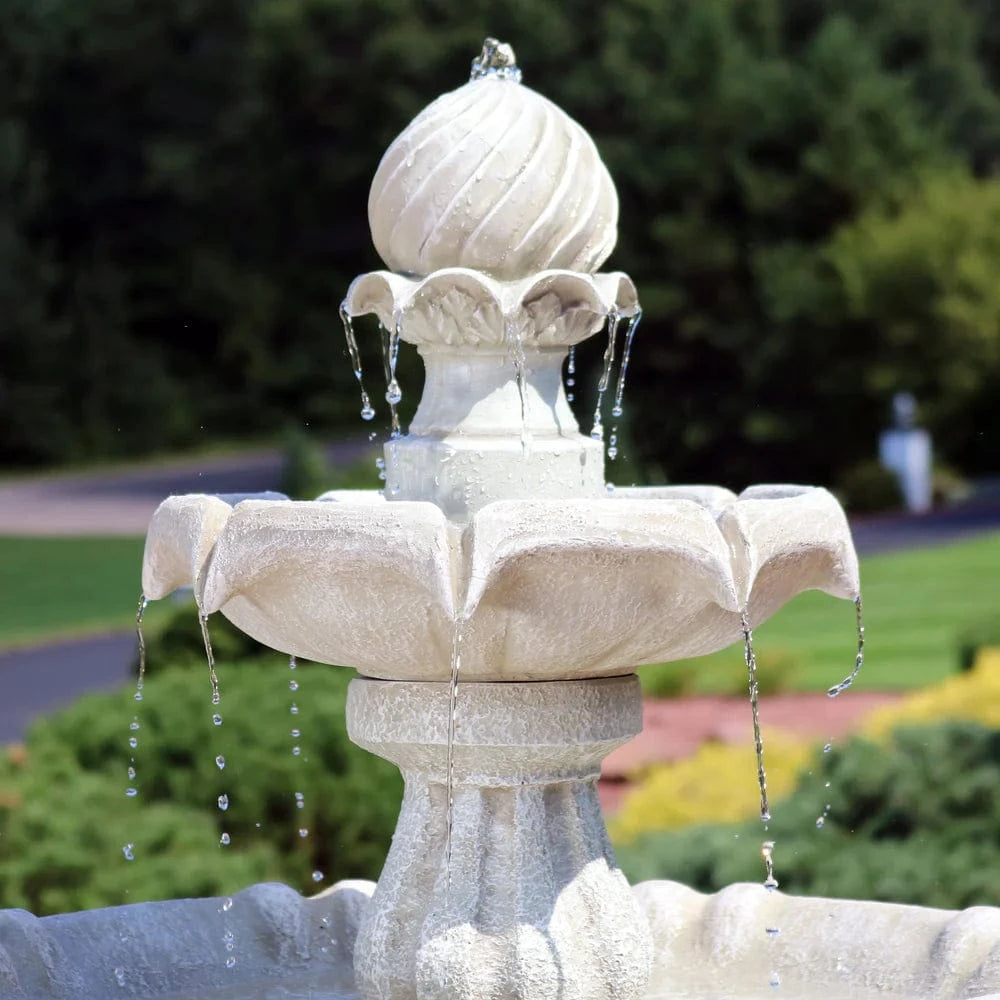 SunnyDaze Fountains Sunnydaze 2-Tier 35” Solar Powered w/ Battery Backup Fountain
