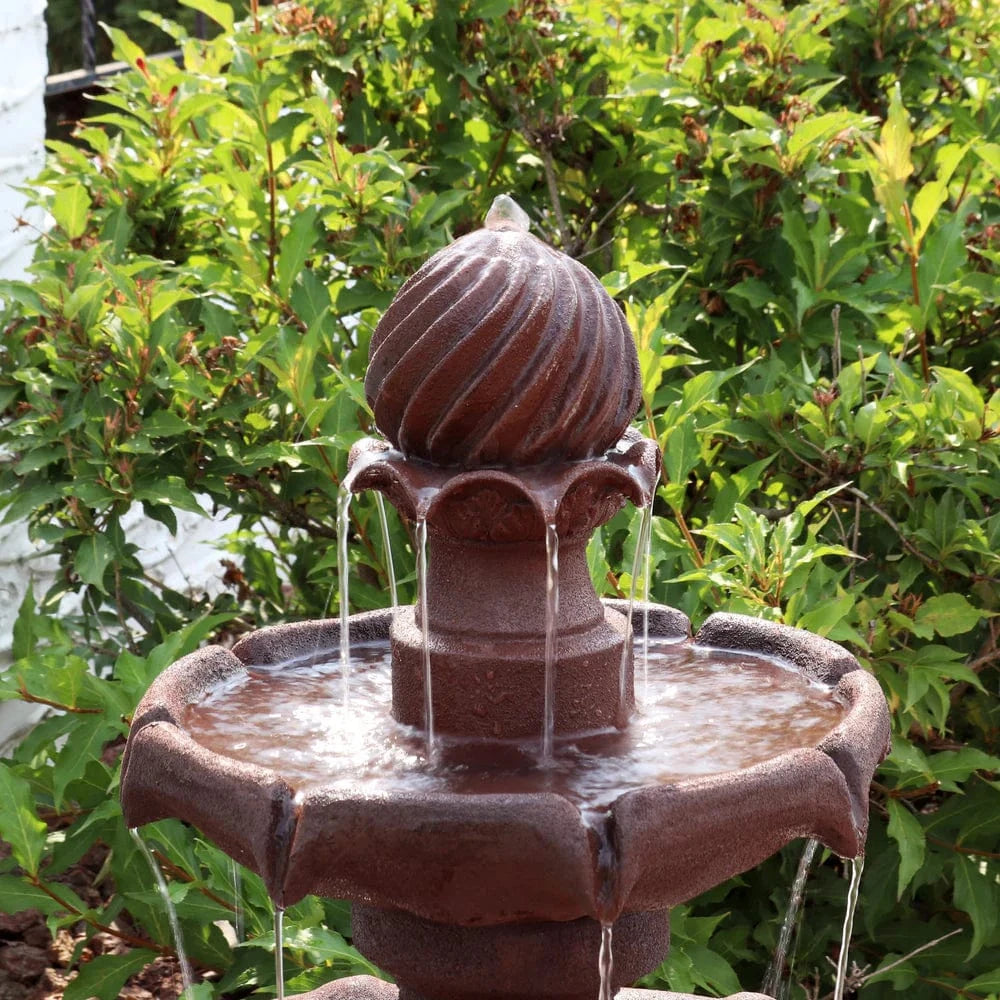 SunnyDaze Fountains Sunnydaze 2-Tier 35” Solar Powered w/ Battery Backup Fountain