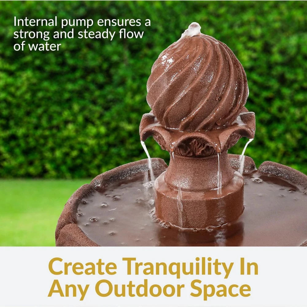 SunnyDaze Fountains Sunnydaze 2-Tier 35” Solar Powered w/ Battery Backup Fountain