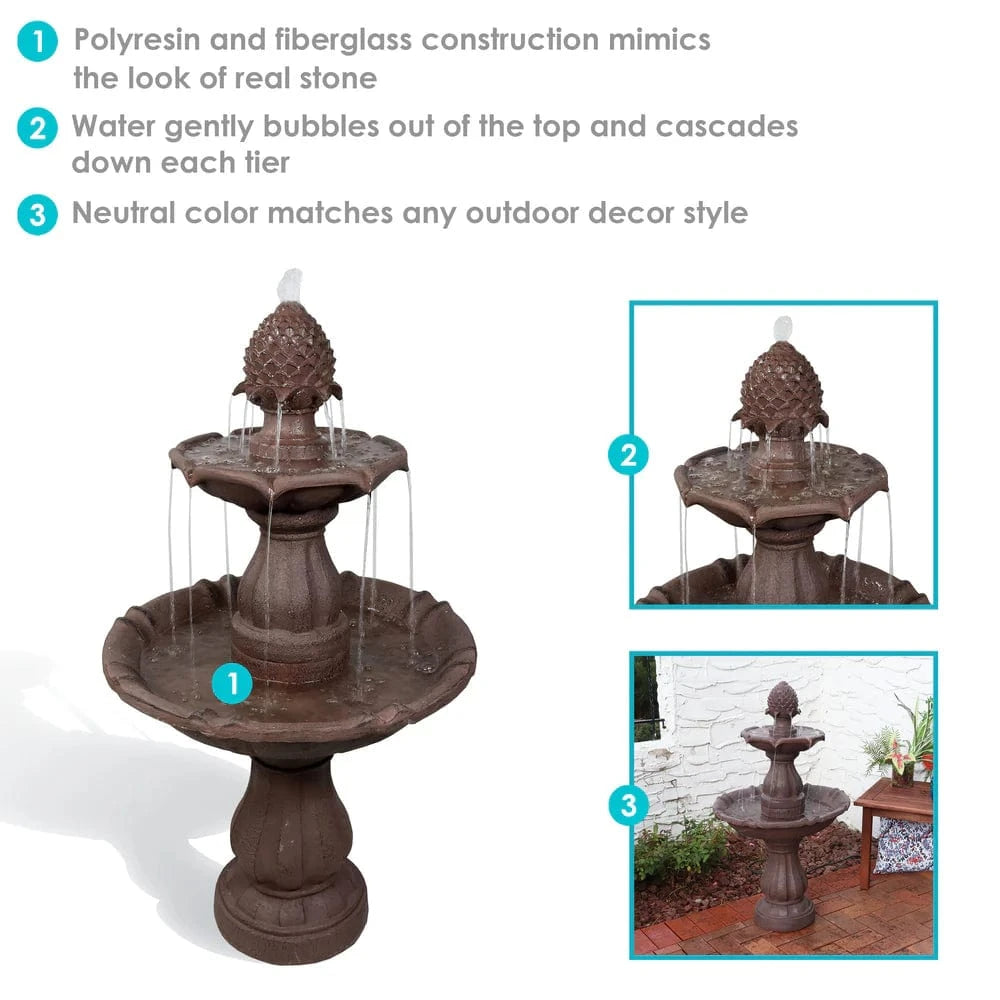 SunnyDaze Fountains Sunnydaze 2-Tier Curved Plinth Outdoor Water Fountain - 38"