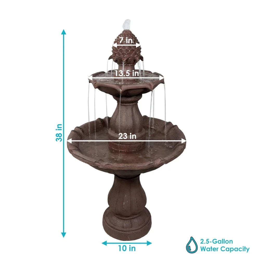 SunnyDaze Fountains Sunnydaze 2-Tier Curved Plinth Outdoor Water Fountain - 38"