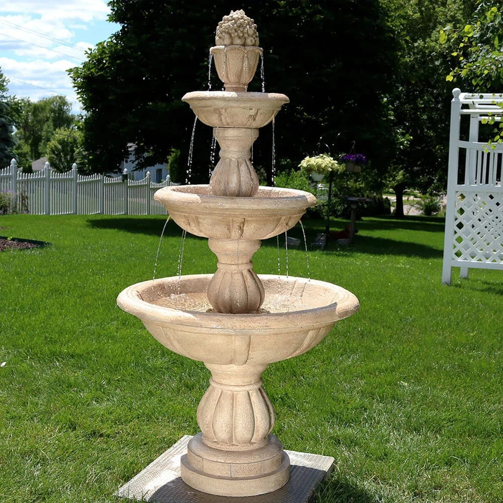 SunnyDaze Fountains Sunnydaze 3-Tier Cornucopia Outdoor Water Fountain - 61" H
