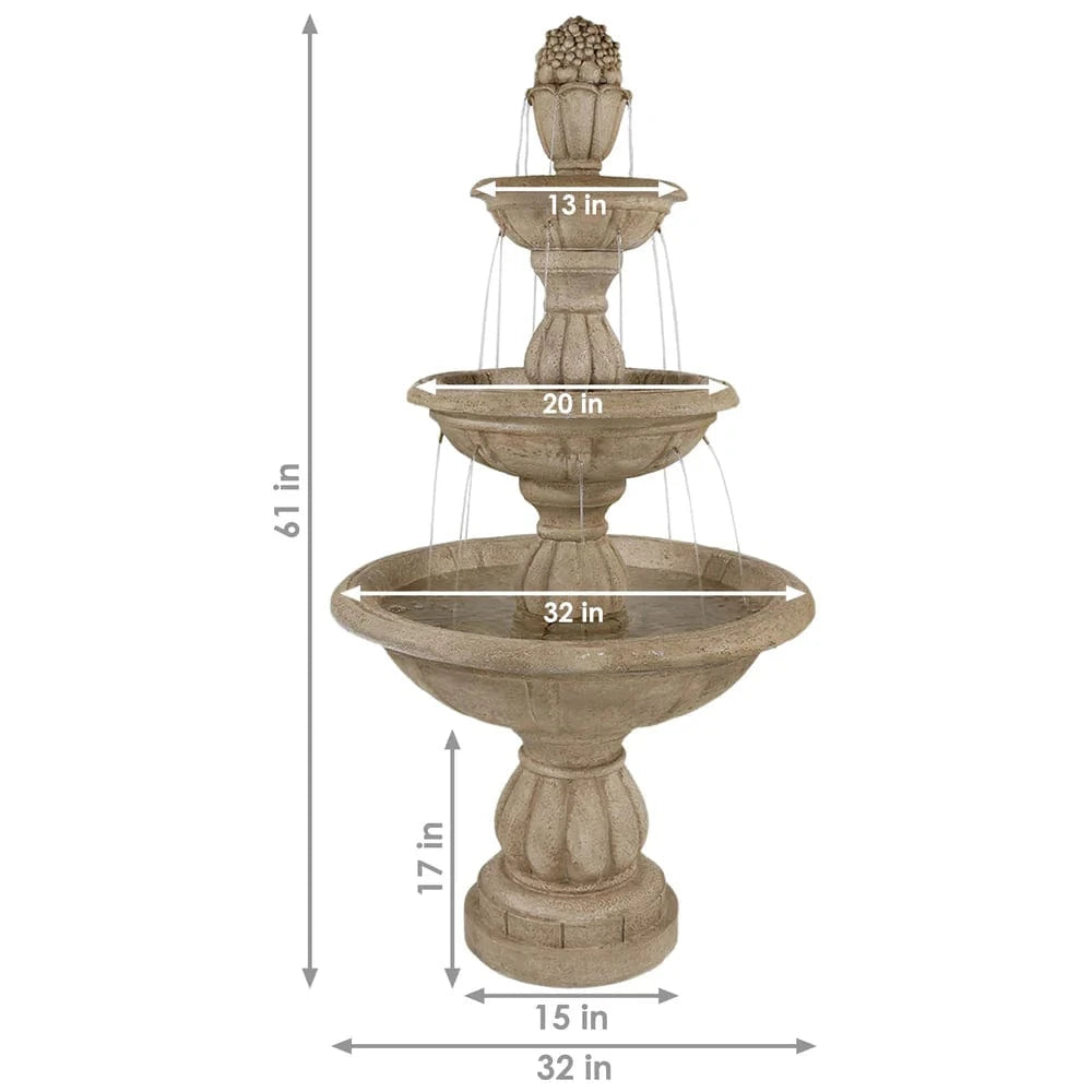 SunnyDaze Fountains Sunnydaze 3-Tier Cornucopia Outdoor Water Fountain - 61" H