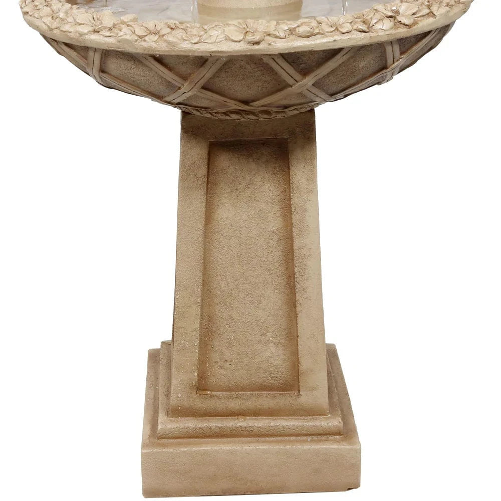 SunnyDaze Fountains Sunnydaze Beveled Flower 2-Tier Outdoor Water Fountain & Bird Bath - 28"