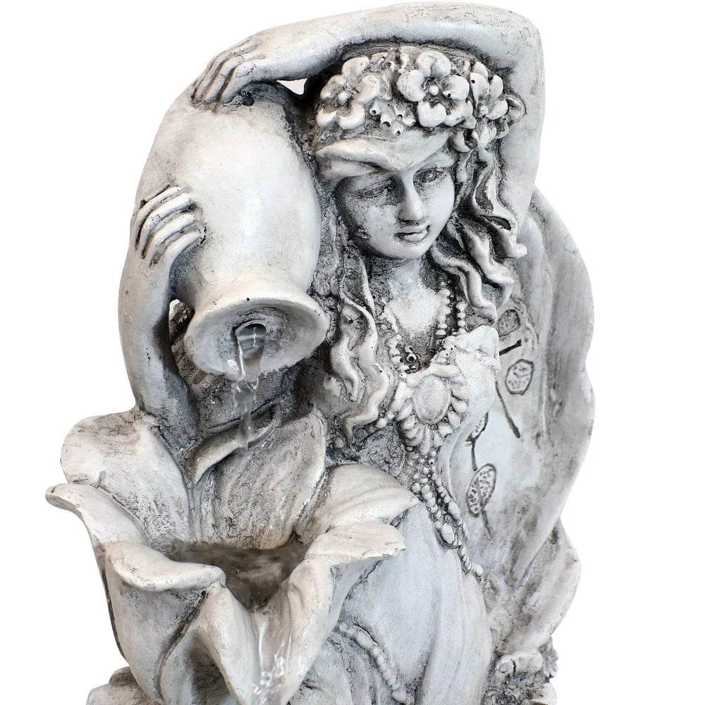 SunnyDaze Fountains Sunnydaze Fairy Flower Fountain 42.5” Solar Powered w/ Battery Backup