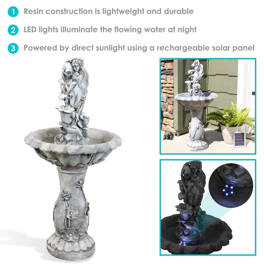 SunnyDaze Fountains Sunnydaze Fairy Flower Fountain 42.5” Solar Powered w/ Battery Backup