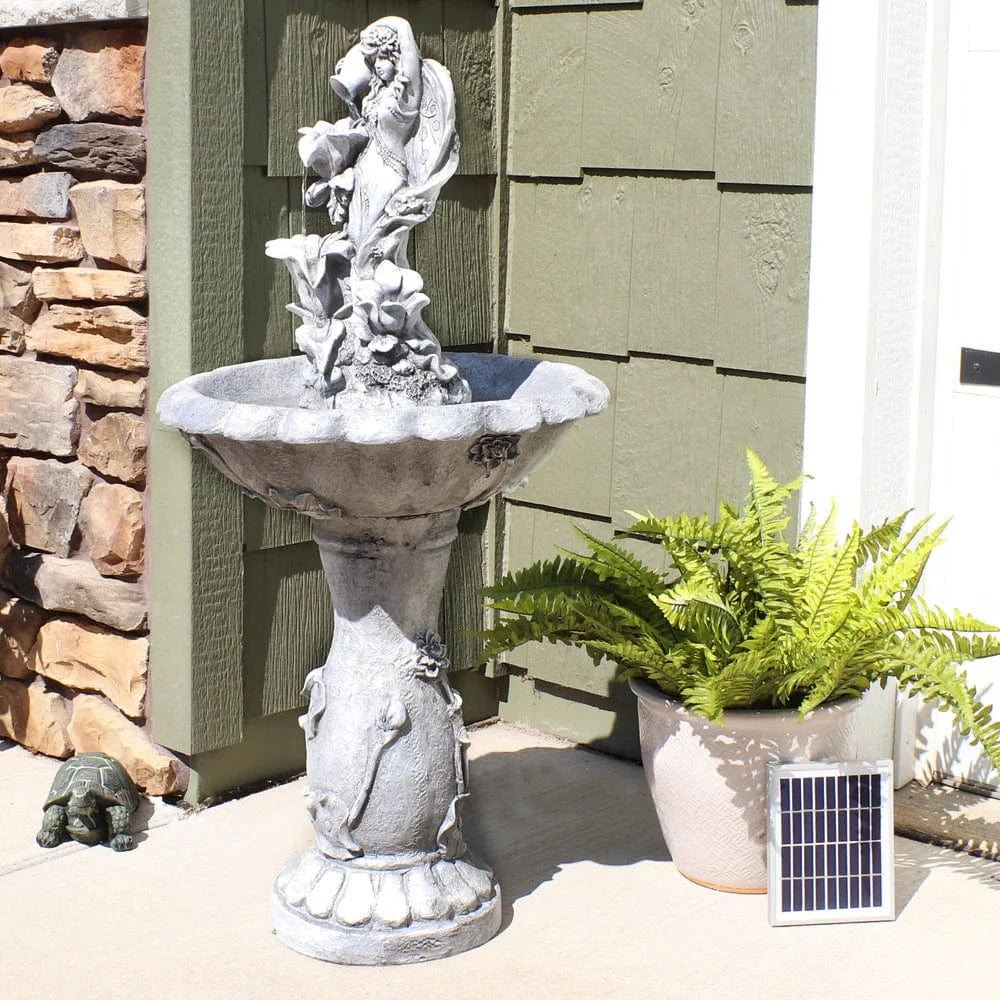SunnyDaze Fountains Sunnydaze Fairy Flower Fountain 42.5” Solar Powered w/ Battery Backup