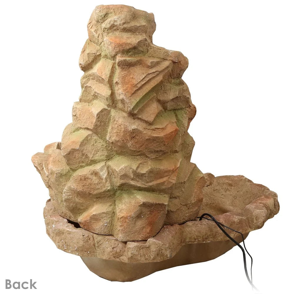 SunnyDaze Fountains Sunnydaze Lighted Stone Springs Outdoor Water Fountain with LED Lights - 41.5" H