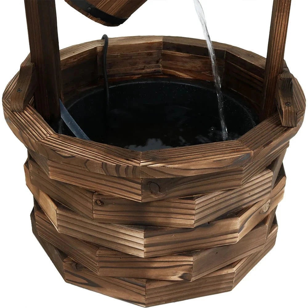 SunnyDaze Fountains Sunnydaze Old-Fashioned Wood Wishing Well Fountain with Liner - 48" H