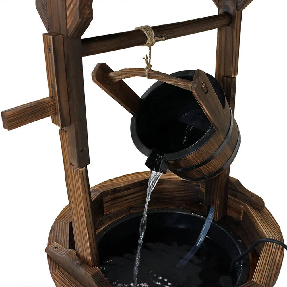 SunnyDaze Fountains Sunnydaze Old-Fashioned Wood Wishing Well Fountain with Liner - 48" H