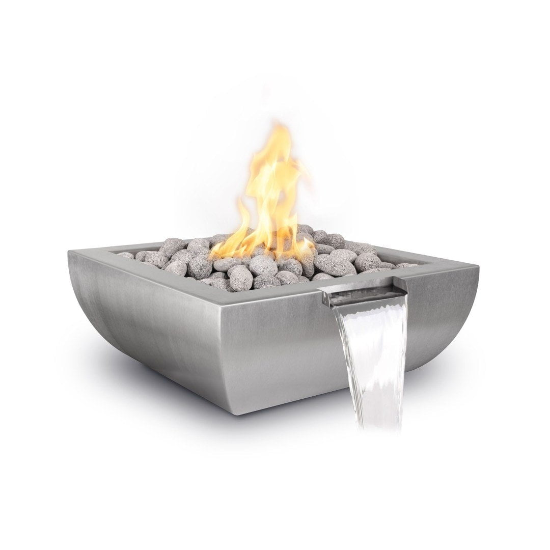 The Outdoor Plus Avalon Metal Fire & Water Bowl in Stainless Steel OPT-24AVSSFW