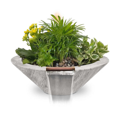 The Outdoor Plus Cazo Wood Grain Planter & Water Bowl Concrete