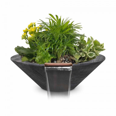 The Outdoor Plus Cazo Wood Grain Planter & Water Bowl Concrete